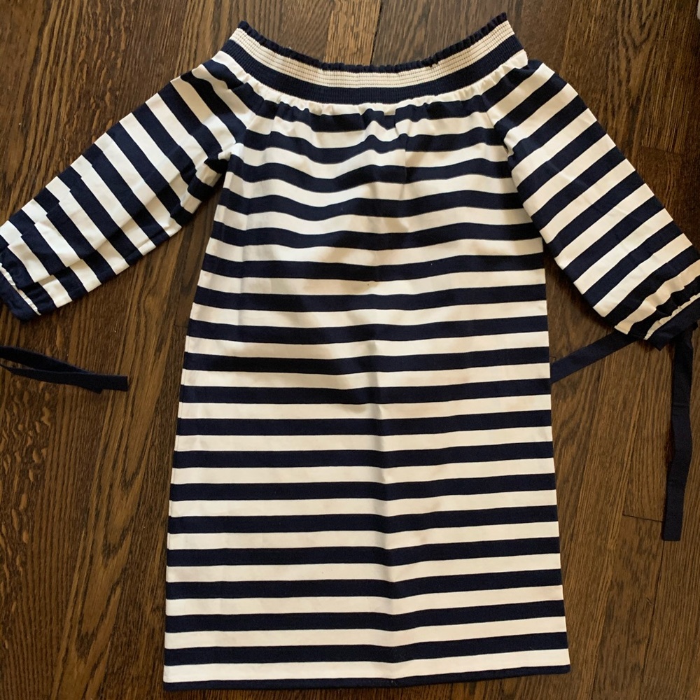 J. Crew off the shoulder striped dress